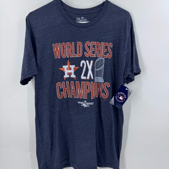 NWT Majestic Houston Astros 2X World Series Champions ShortSleeve Shirt - Picture 2 of 9